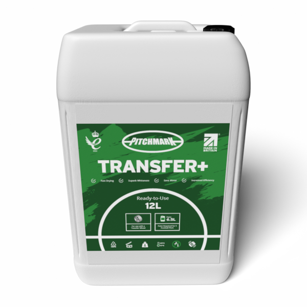 12L Bottle of Transfer+ white line marking paint for use with transfer wheel line markers